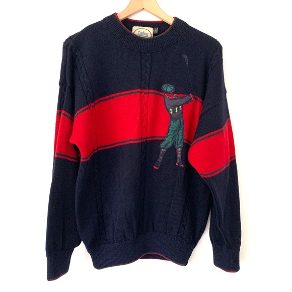 SETTLERS GOLF CABLE KNIT CREW NECK SWEATER - Picture 1 of 3